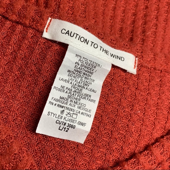 Cute Rusted Orange Long Sleeve Top - Picture 3 of 4